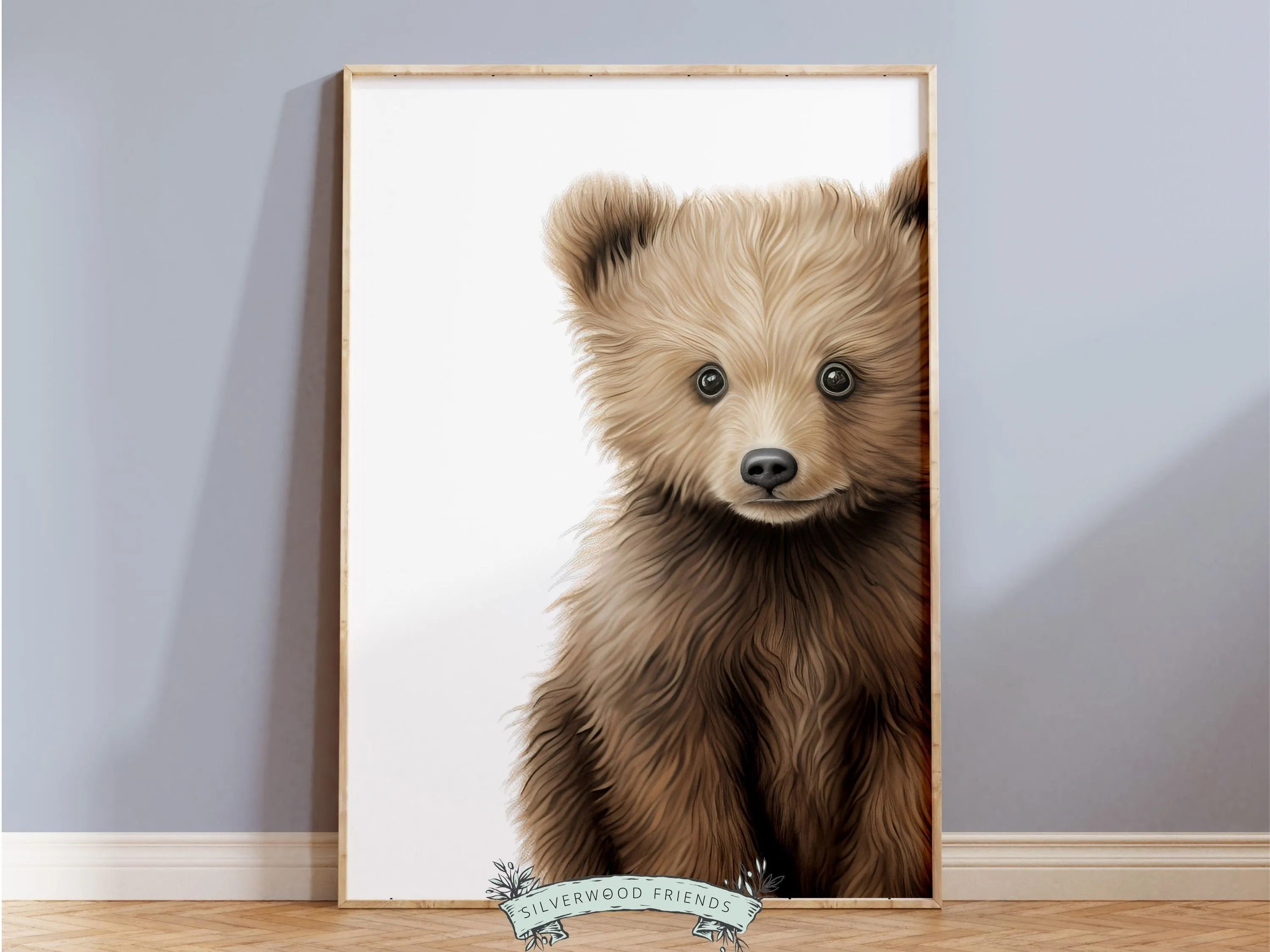 Peeking Brown Bear Nursery Print