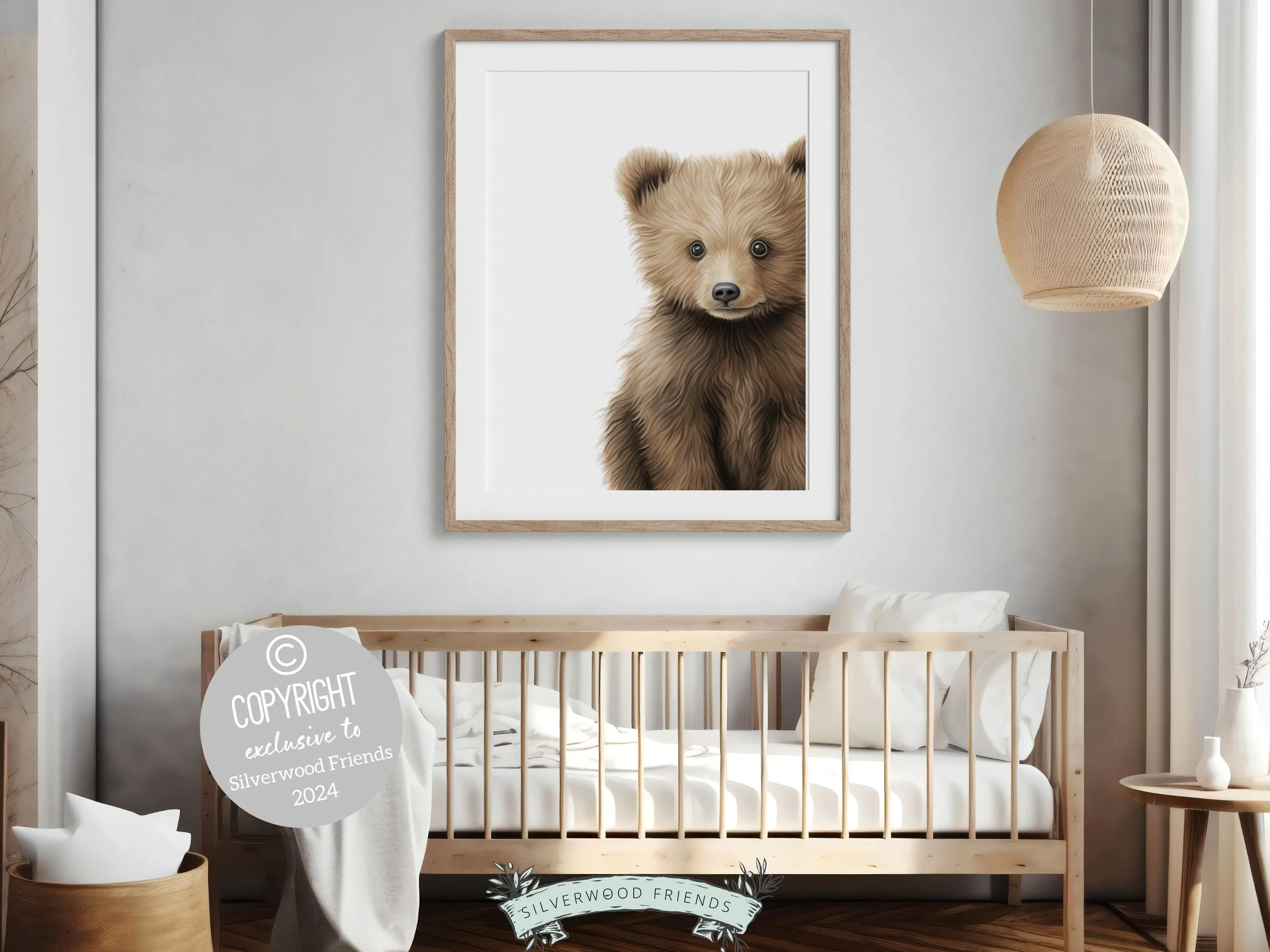 Peeking Brown Bear Nursery Print