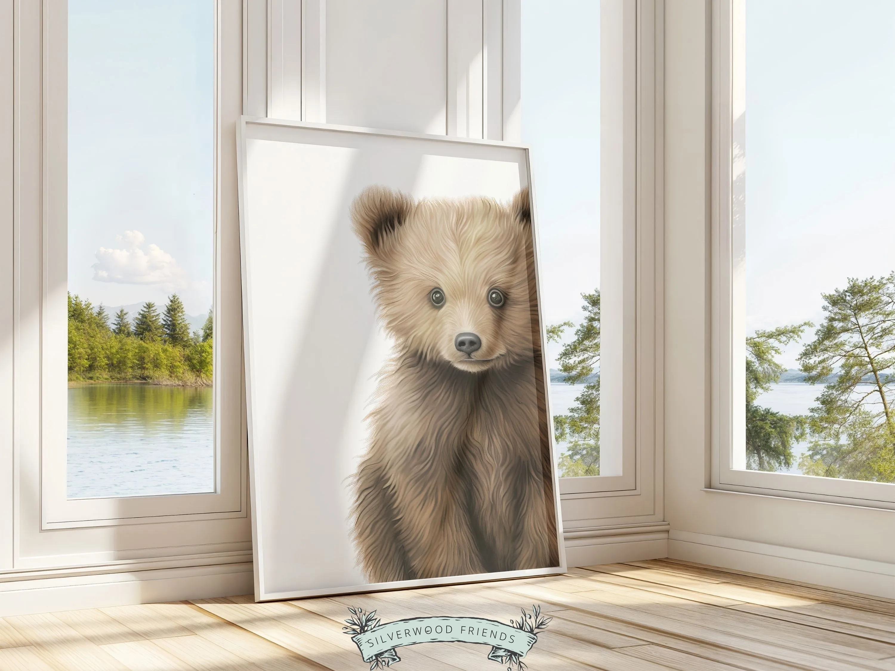 Peeking Brown Bear Nursery Print