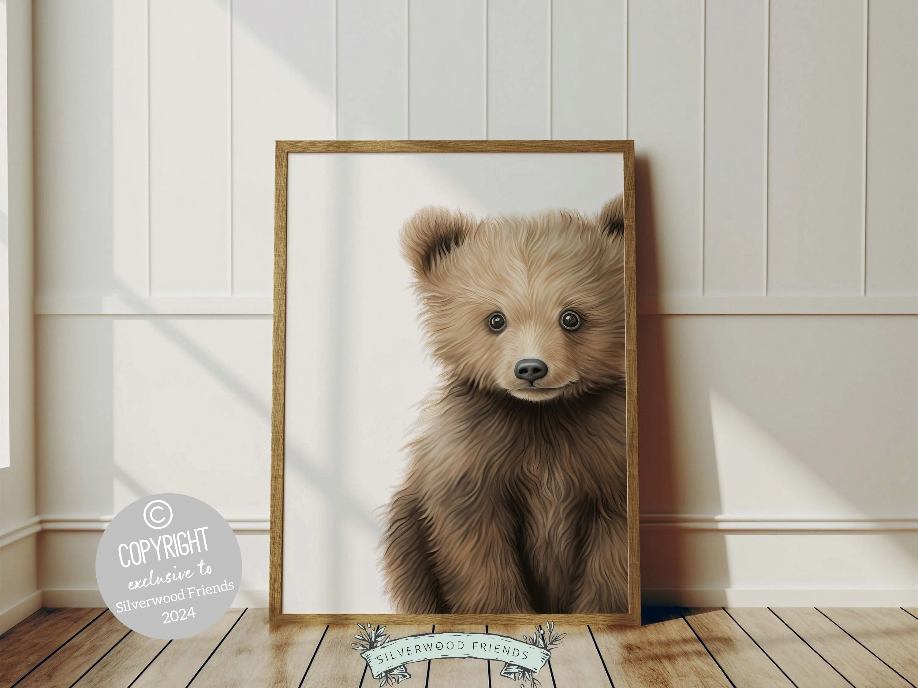 Peeking Brown Bear Nursery Print