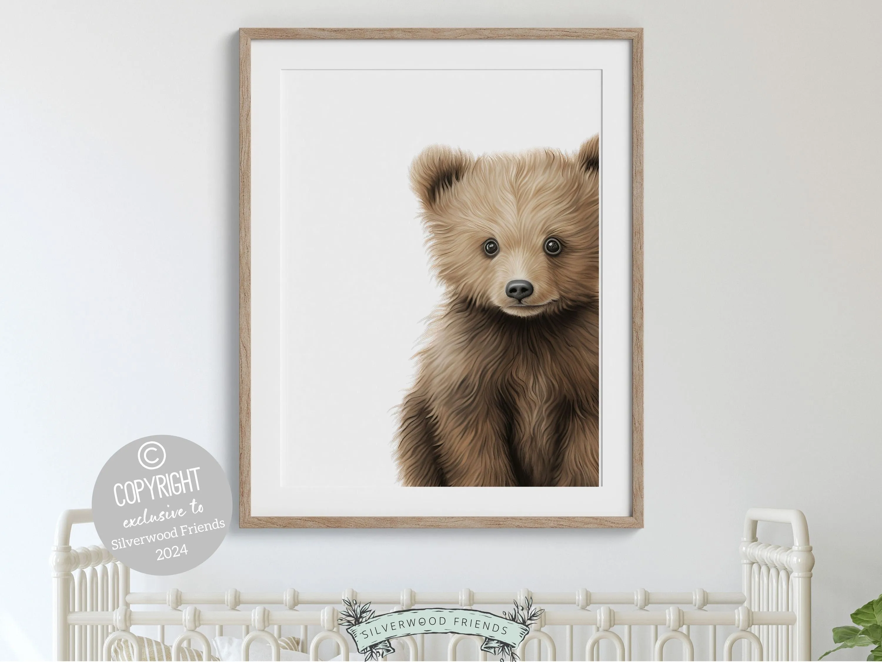 Peeking Brown Bear Nursery Print