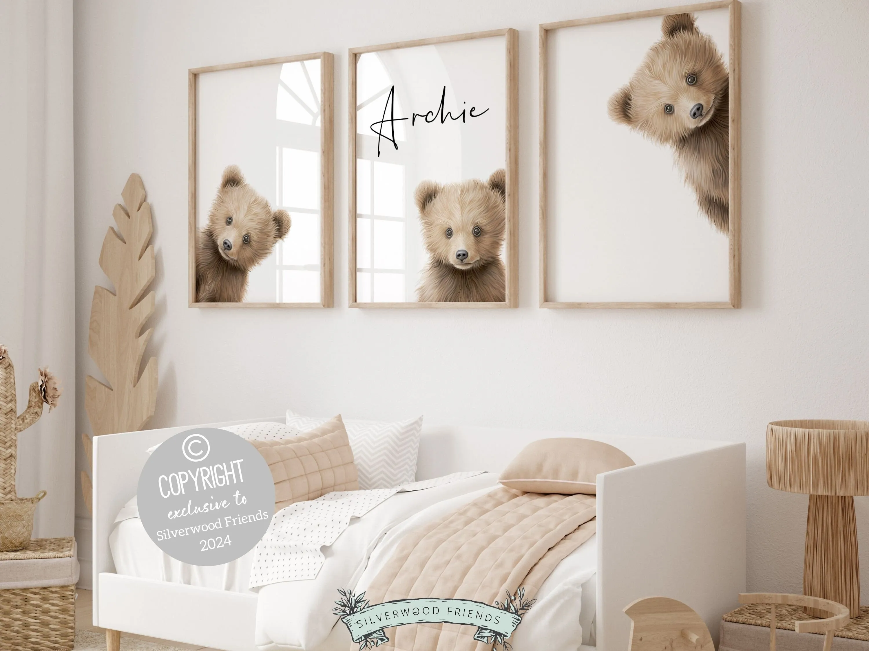 Personalised Peeking Bear Nursery Print
