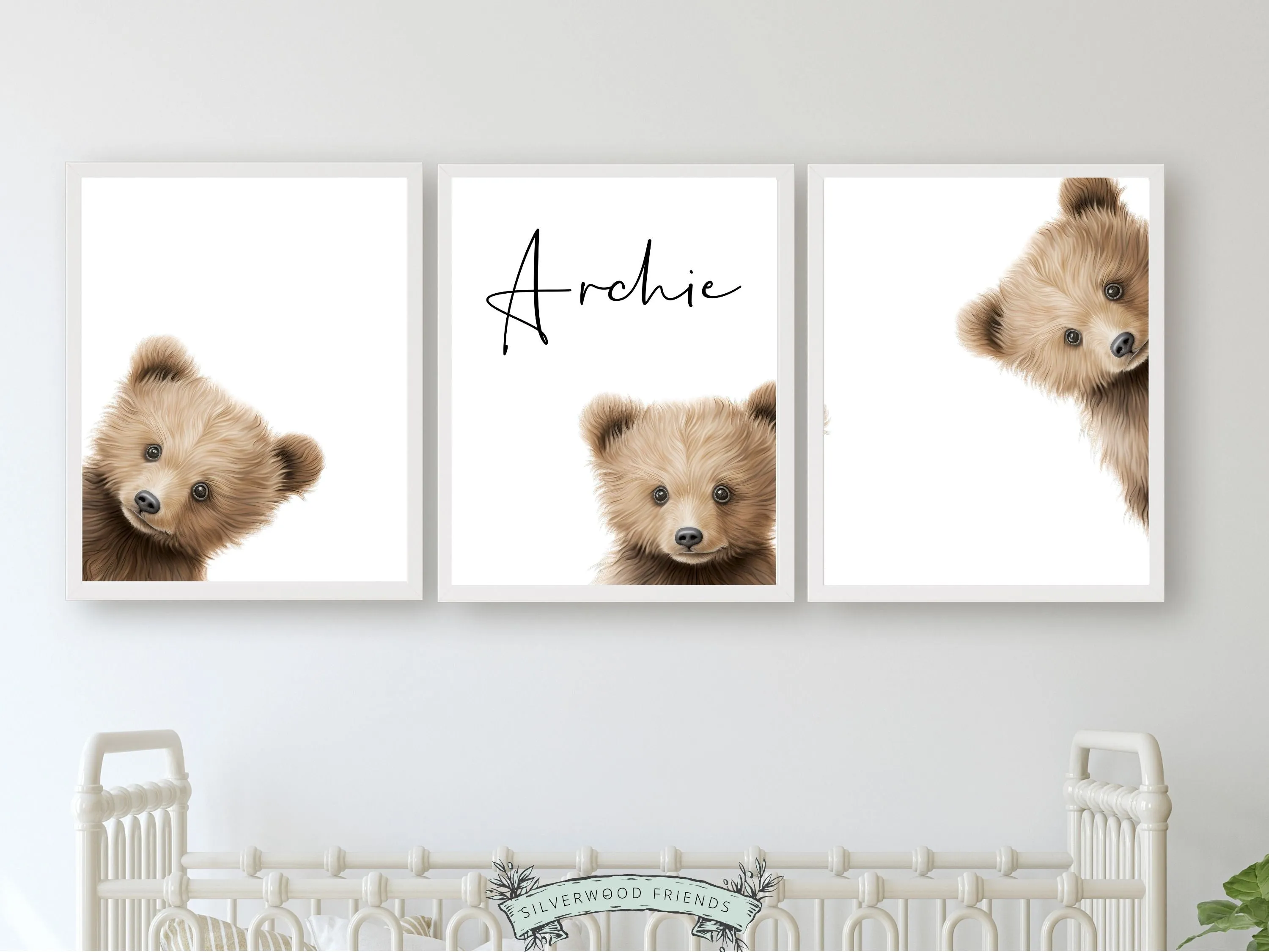 Personalised Peeking Bear Nursery Print