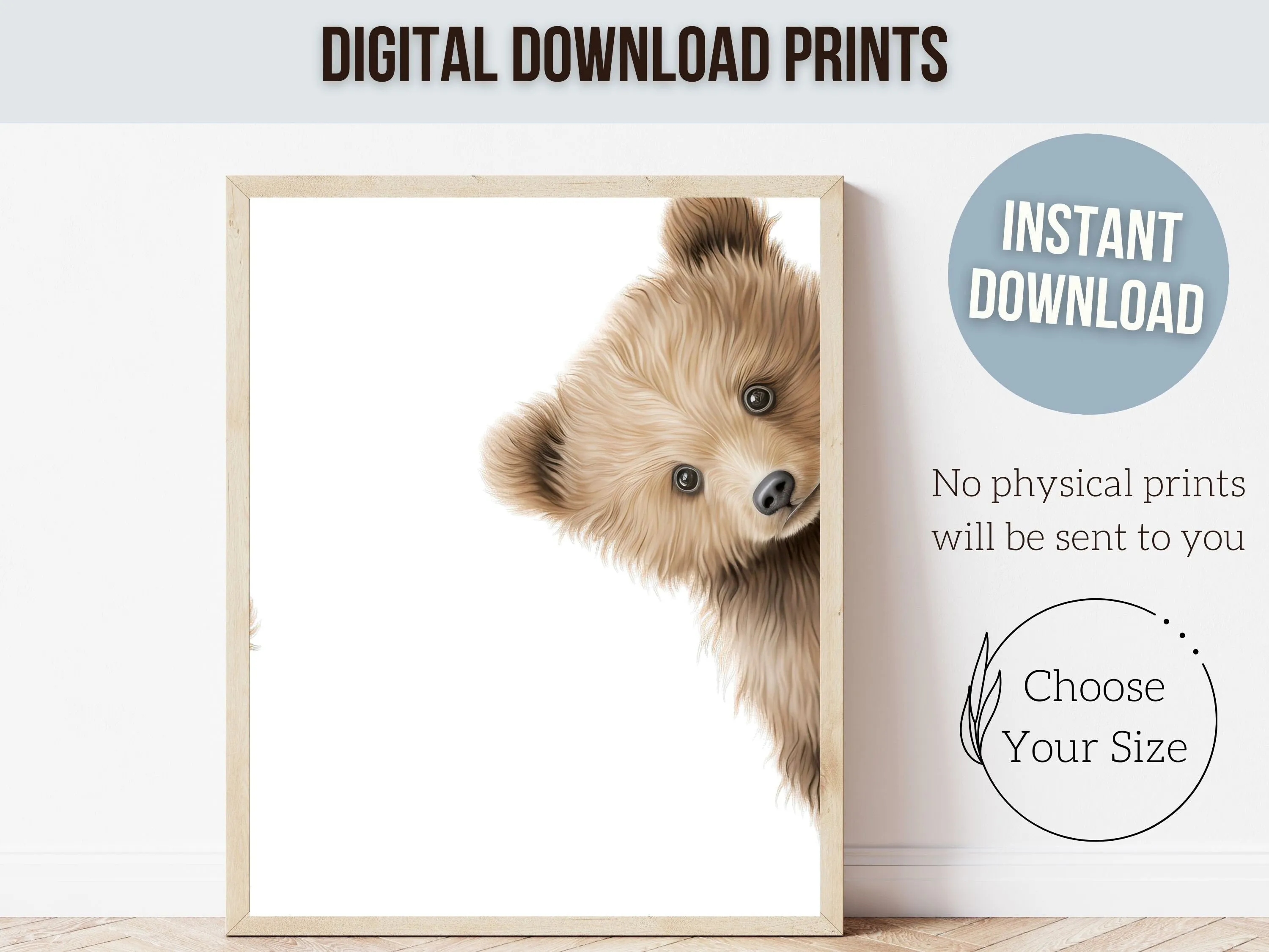 Personalised Peeking Bear Nursery Print