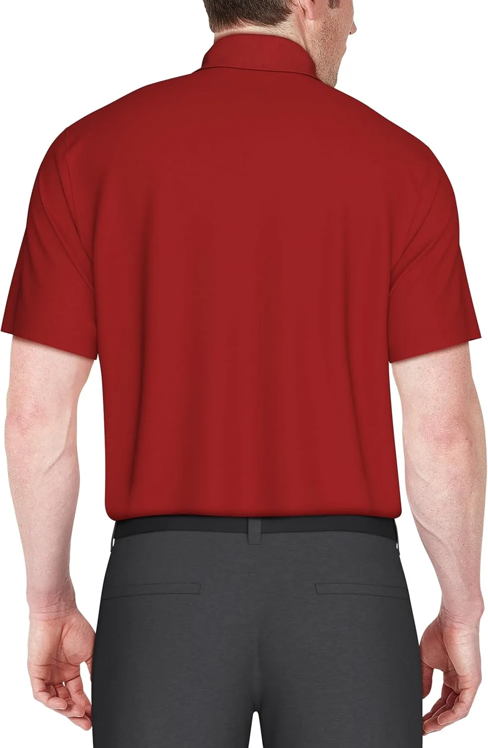 PGA TOUR Men's Airflux Solid Mesh Short Sleeve Golf Polo Shirt