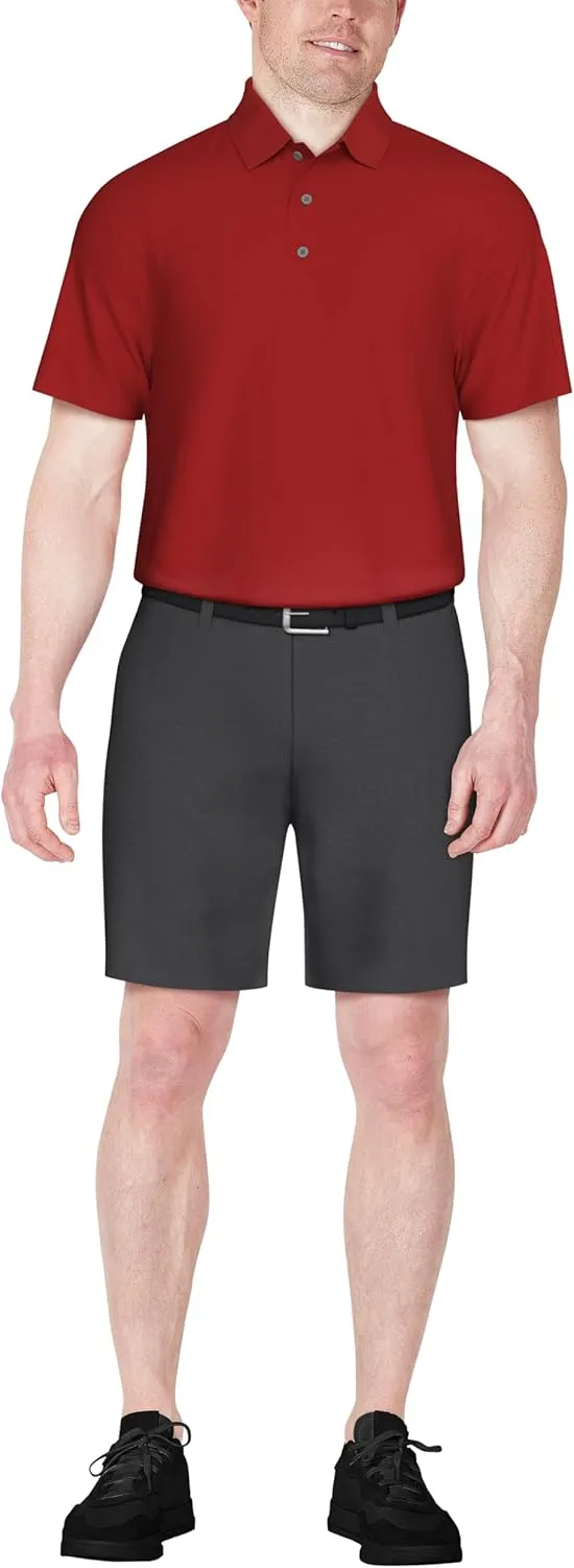 PGA TOUR Men's Airflux Solid Mesh Short Sleeve Golf Polo Shirt
