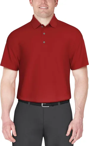 PGA TOUR Men's Airflux Solid Mesh Short Sleeve Golf Polo Shirt