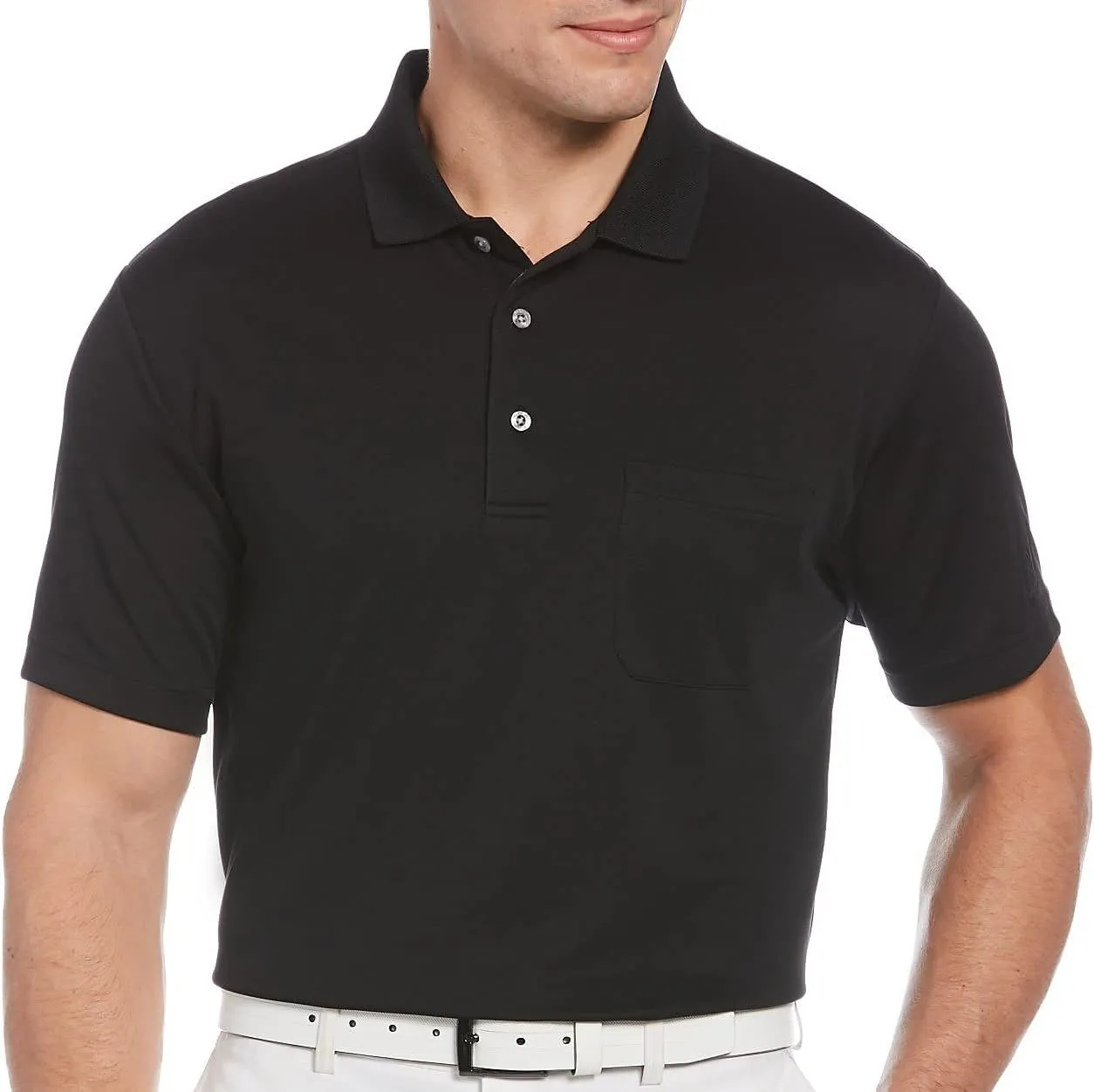 PGA TOUR Men's Short Sleeve Airflux Solid Polo Shirt with Pocket