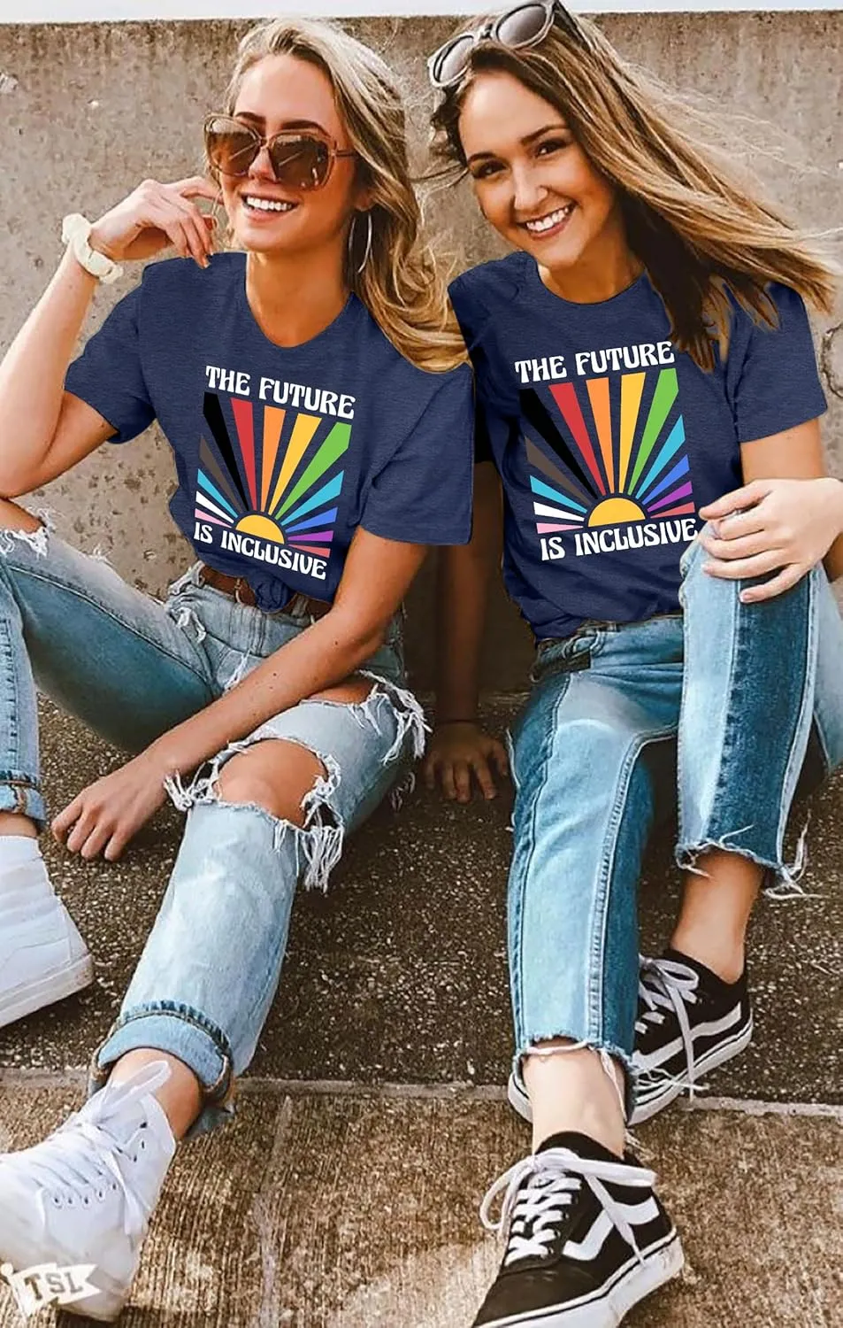 Pride Shirts for Women Rainbow Tee Shirt The Future is Inclusive Letter Print Short Sleeve LGBTQ Casual Tops