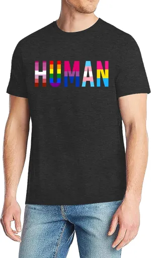 Pride Shirts Men: Human LGBTQ T Shirt Gay Pride Month Shirt Rainbow Graphic Tee LGBT Equality Blouse Tops