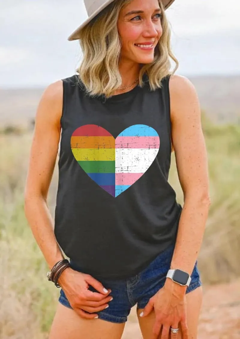 Pride Shirts Women Progress Rainbow Flag Tank Tops LGBTQ Equality Tank Sleeveless Graphic Tee Shirt