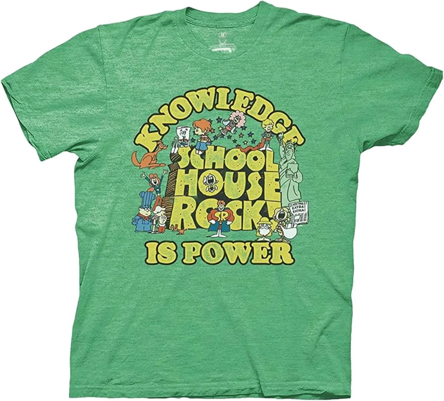 Ripple Junction Schoolhouse Rock Men's Short Sleeve T-Shirt Knowledge is Power Retro Vintage Nostalgia Officially Licensed