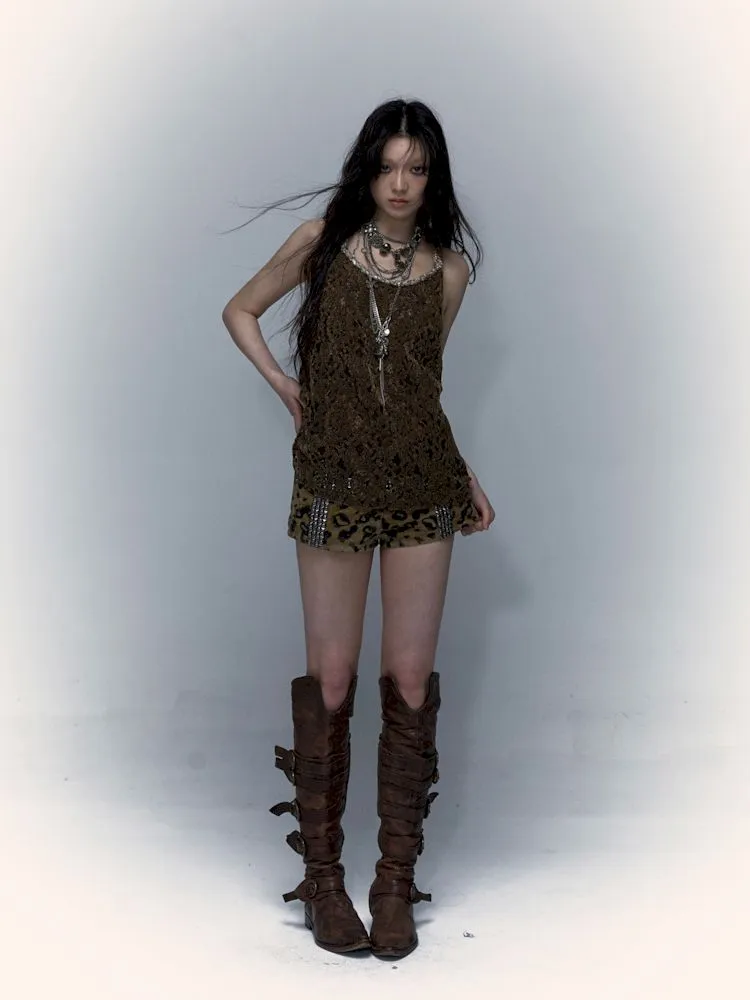 Slouchy Old Hollowed Out Loose Flocked Lace Vest【s0000008134】