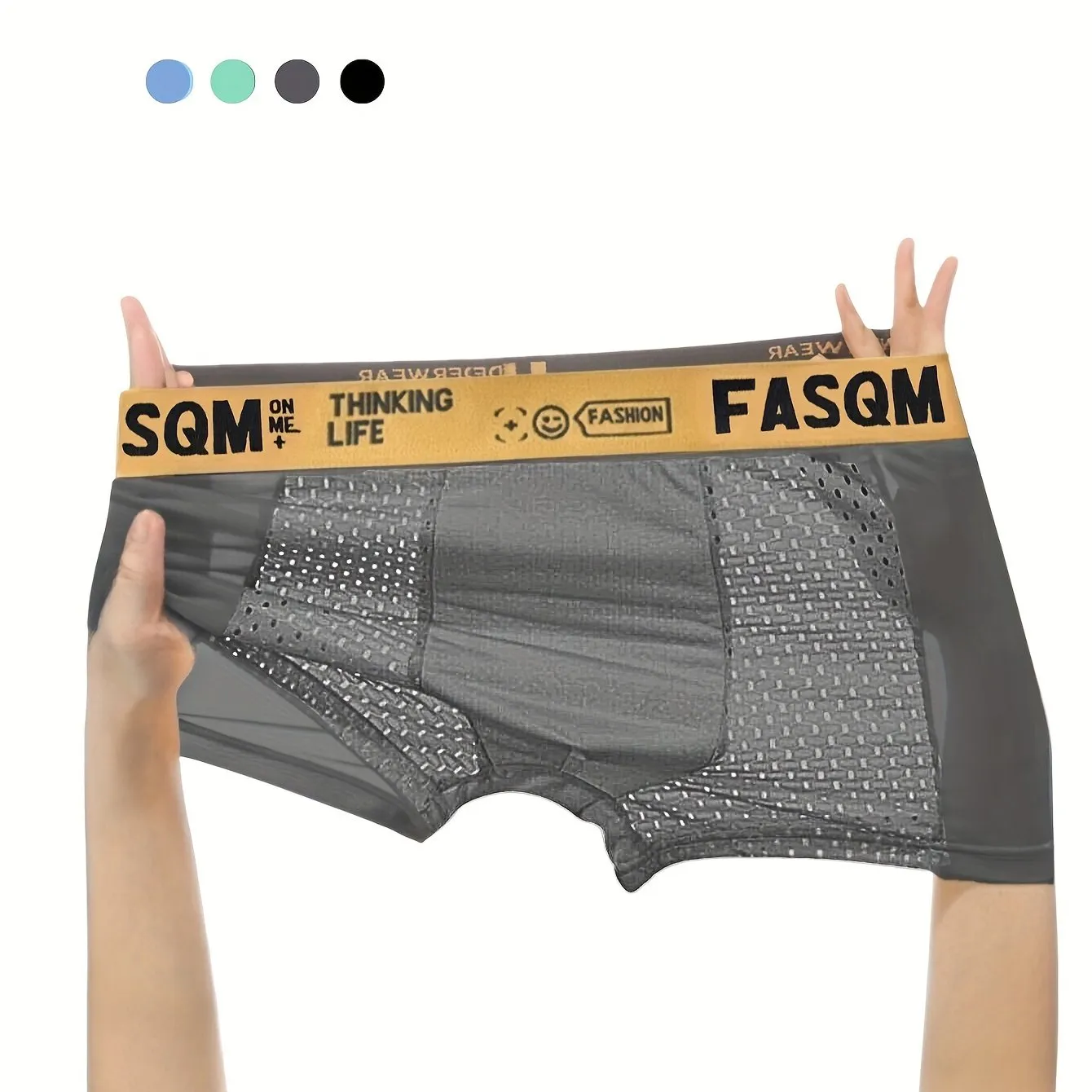 Ultimate Comfort Mens Ice Silk Boxer Briefs with Breathable Mesh