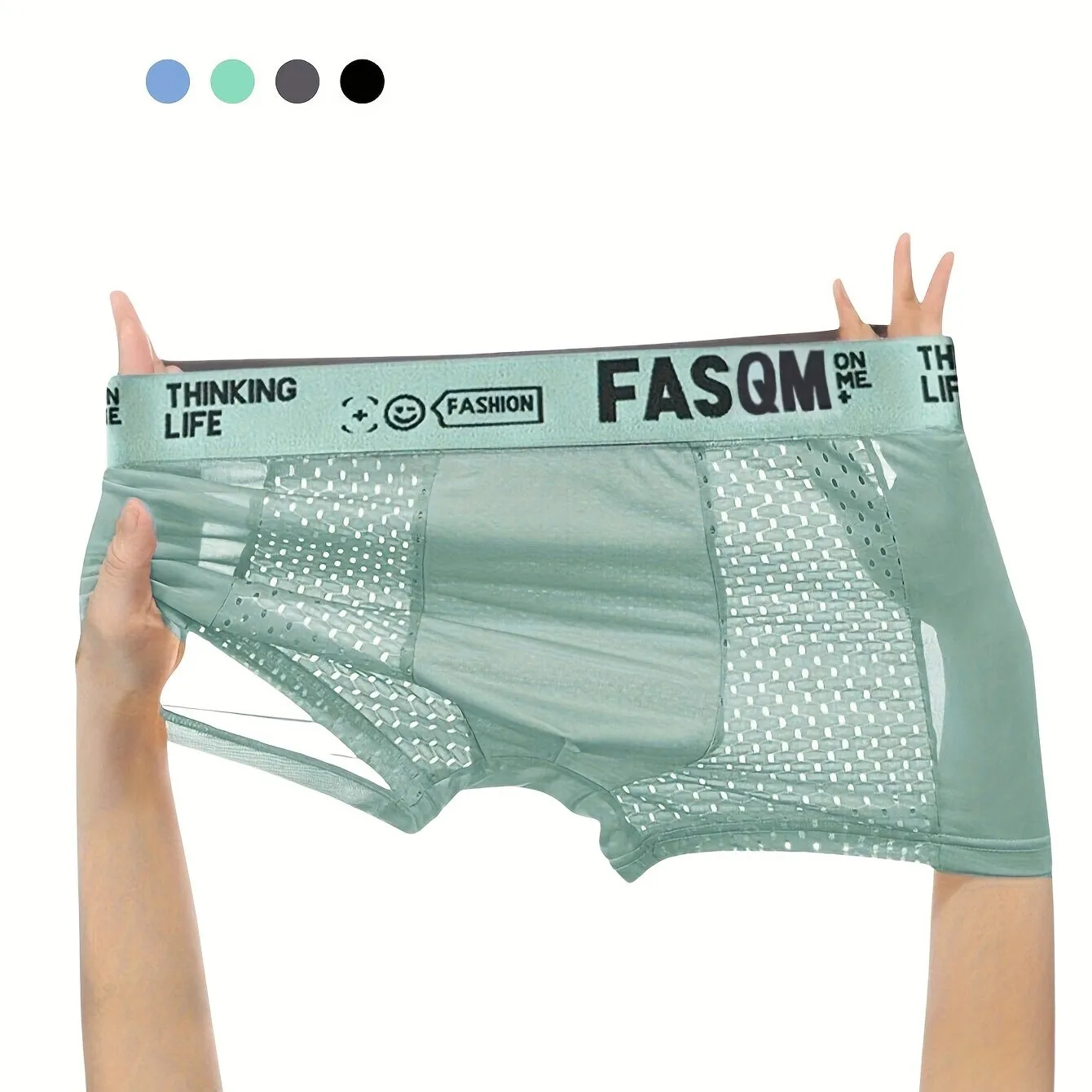 Ultimate Comfort Mens Ice Silk Boxer Briefs with Breathable Mesh