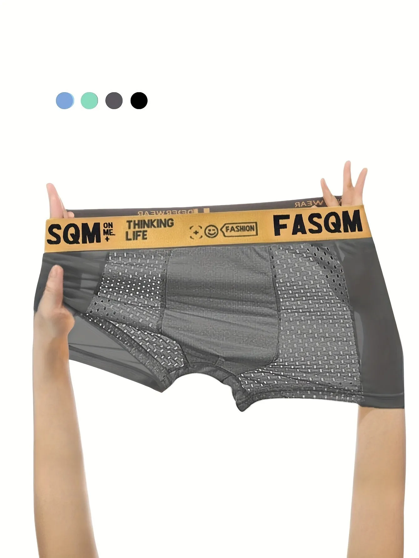 Ultimate Comfort Mens Ice Silk Boxer Briefs with Breathable Mesh