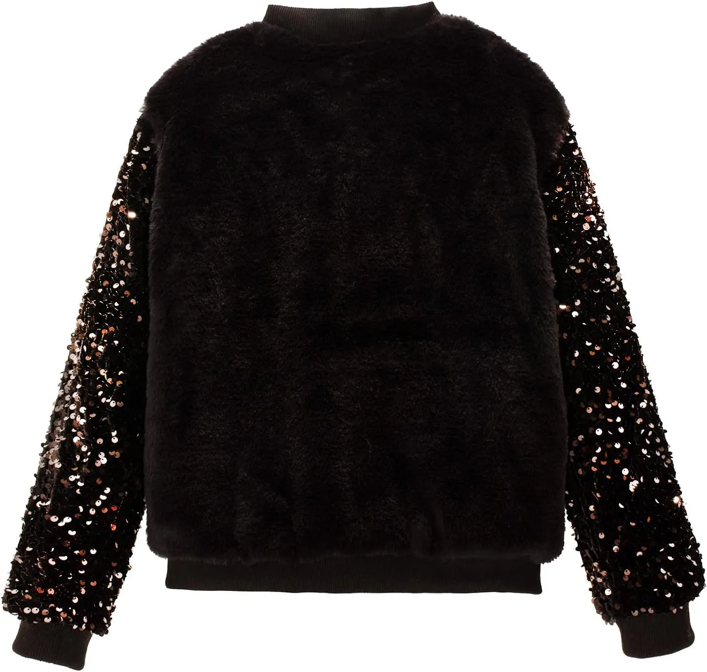 WELAKEN Girls Unicorn Fleece Full-zip Sequin Sleeves Jacket with Pocket for Toddler & Kids