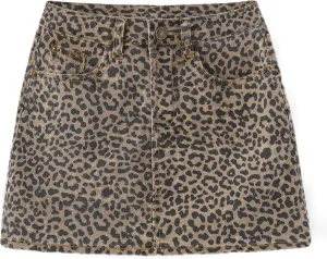 Women's Leopard Print Denim Mini Skirt High Waisted Sexy Bodycon Short Cheetah Print Jean Skirts for Women