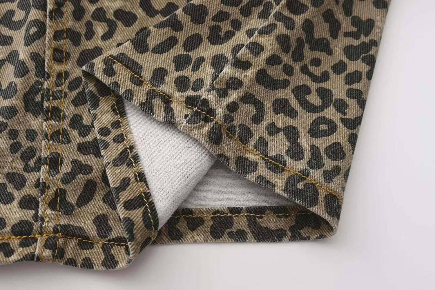 Women's Leopard Print Denim Mini Skirt High Waisted Sexy Bodycon Short Cheetah Print Jean Skirts for Women