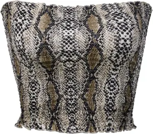 Womens Summer Casual Strapless Pleated Print Bandeau Tube Crop Tops
