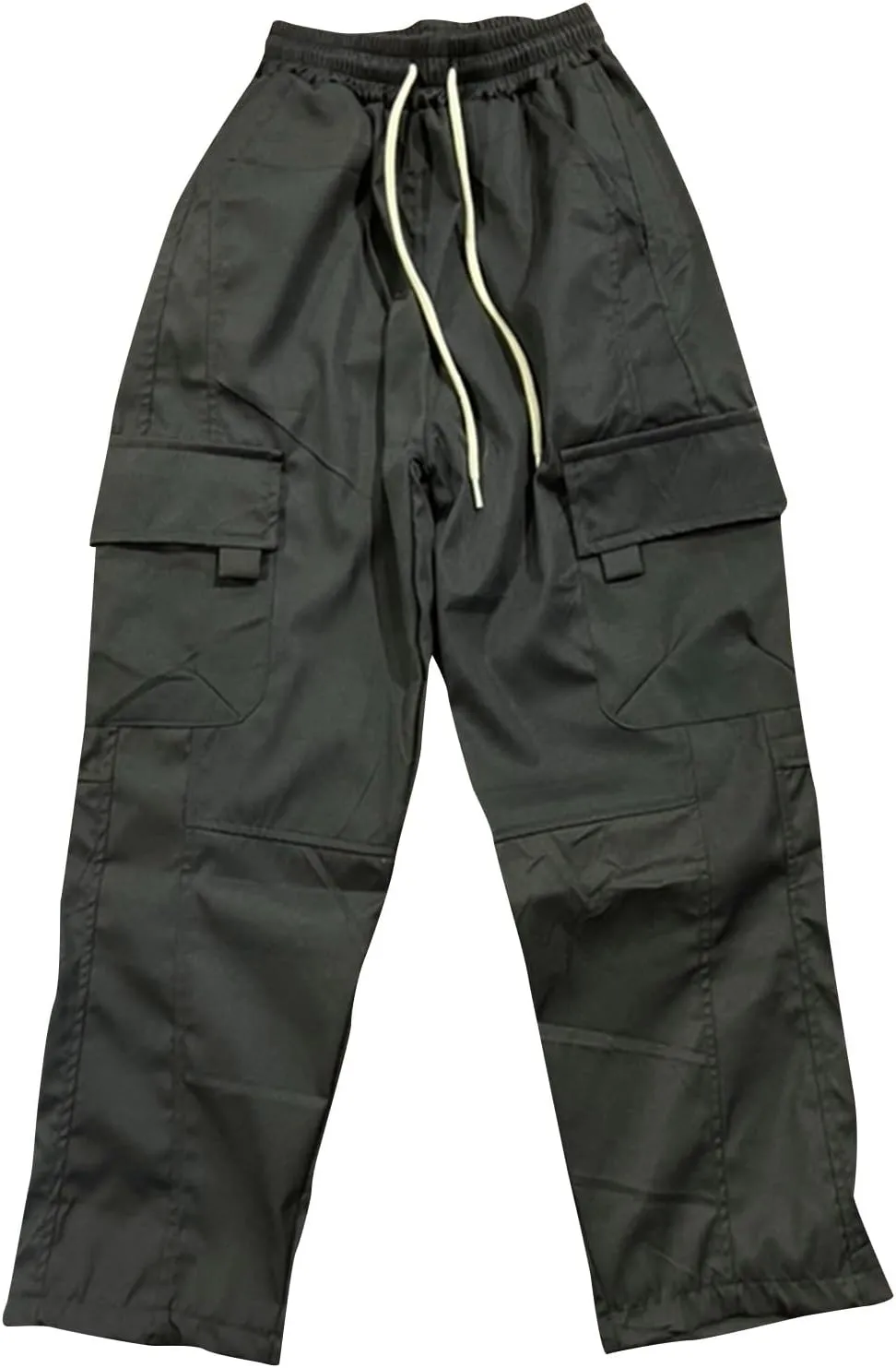 ZEFOTIM Men Cargo Pants Solid Color Wide Leg Stretch Casual Pant Outdoor Breathable Trouser with Pockets